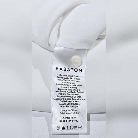 Babaton Aritzia White Sleeveless Blouse Round Neck Button Tank Women XXS 2XS - Picture 6 of 7